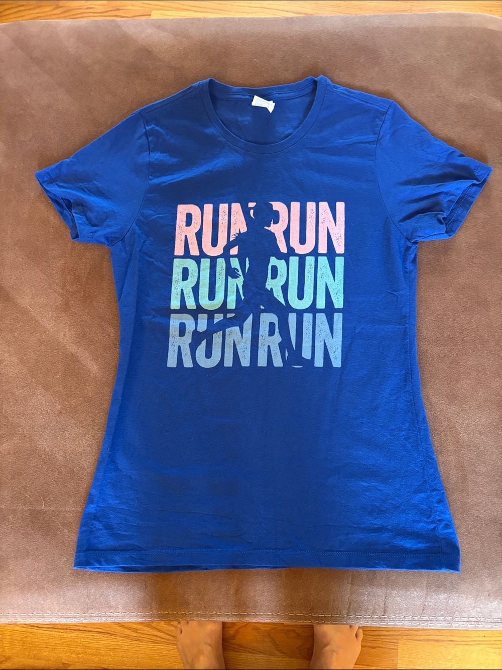 Port and Company Royal Blue "RUN" Graphic Tee with Multicolor Print